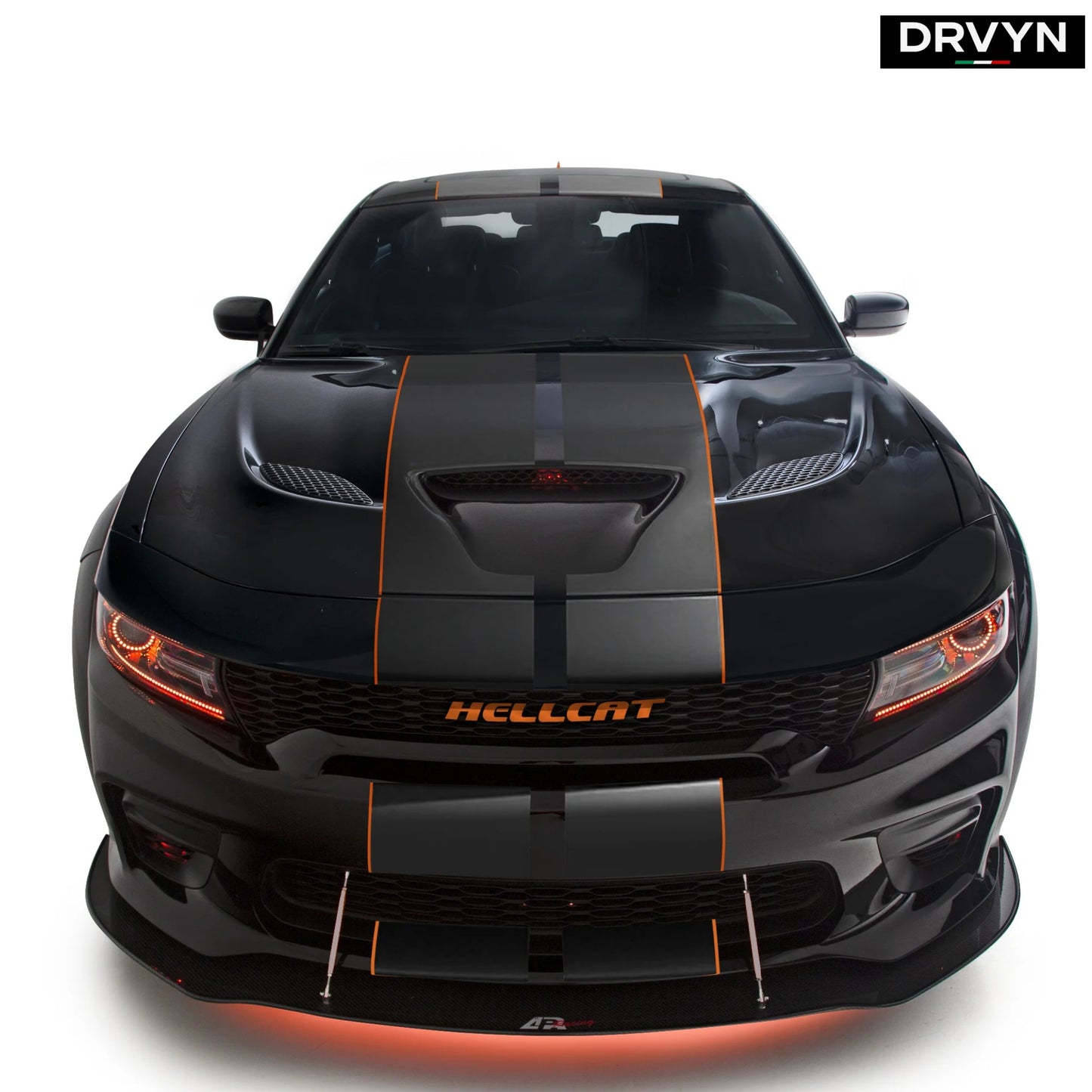 FOR 20-23 DODGE CHARGER SRT WIDEBODY H STYLE WINGLET MATTE BLK FRONT BUMPER LIP