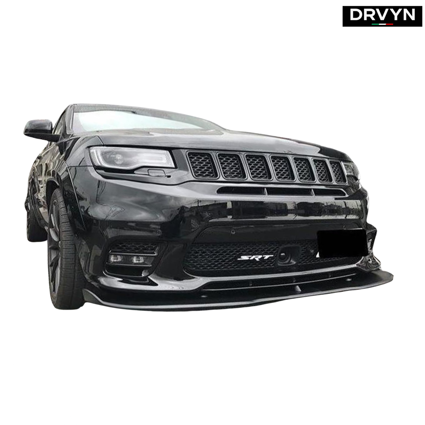 FOR 17-21 JEEP GRAND CHEROKEE SRT TRACKHAWK AMPP V2 GLOSS BLACK FRONT BUMPER LIP