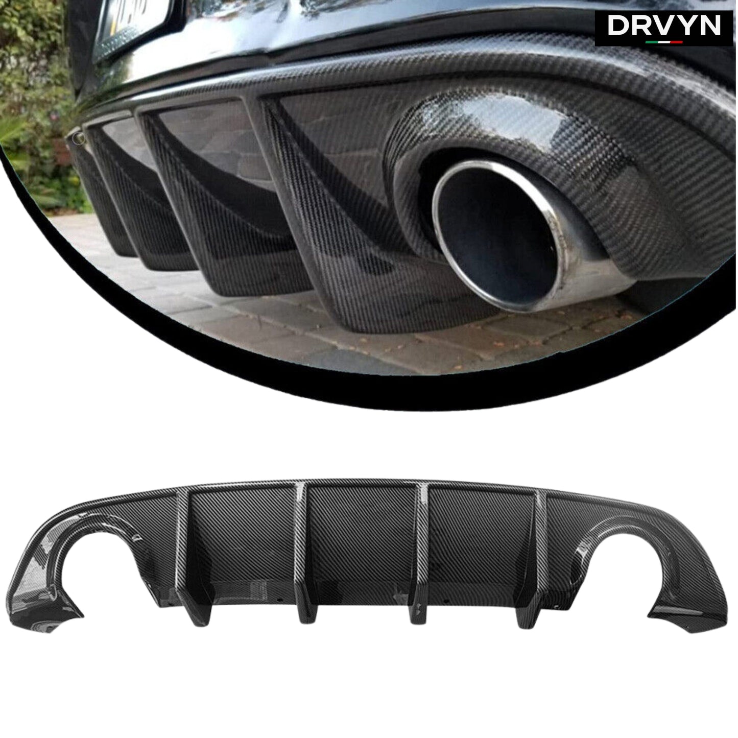For 15-23 Dodge Charger SRT R/T Scat Pack Carbon Fiber Look Rear Bumper Diffuser