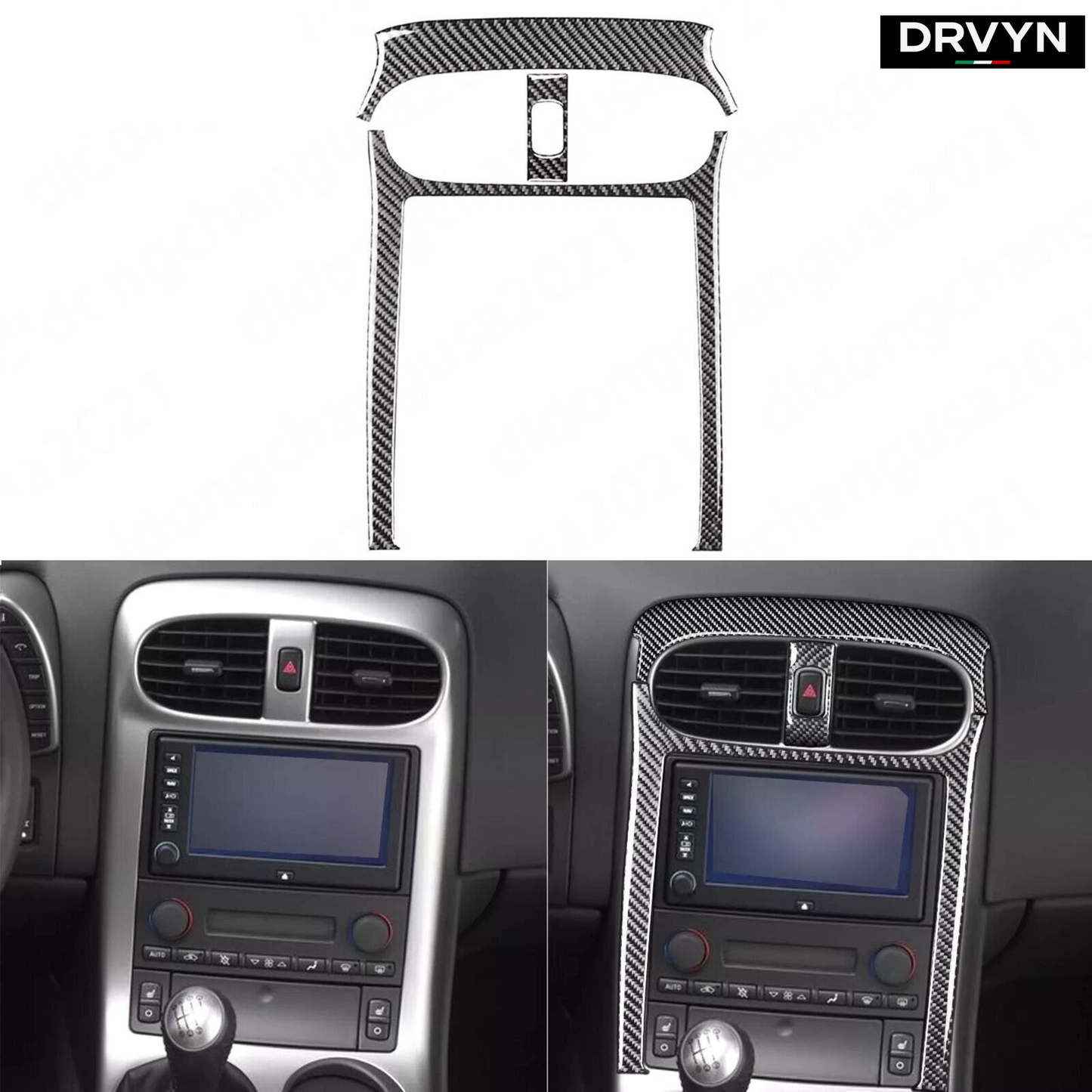 DRVYN 3Pcs Real Carbon Fiber Center Console Panel Frame Trim For Corvette C6 Z06 05-13