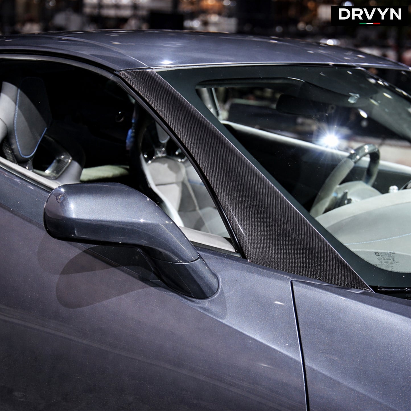 DRVYN Real Carbon Fiber Window Triangle A-Pillar Cover Trim For Corvette C7 2014-19 US