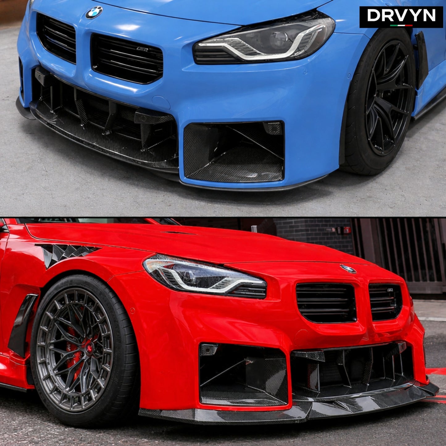 DRVYN 2023-2026 BMW G87 M2 Full Carbon Fiber Front Bumper Lower Grill Replacement