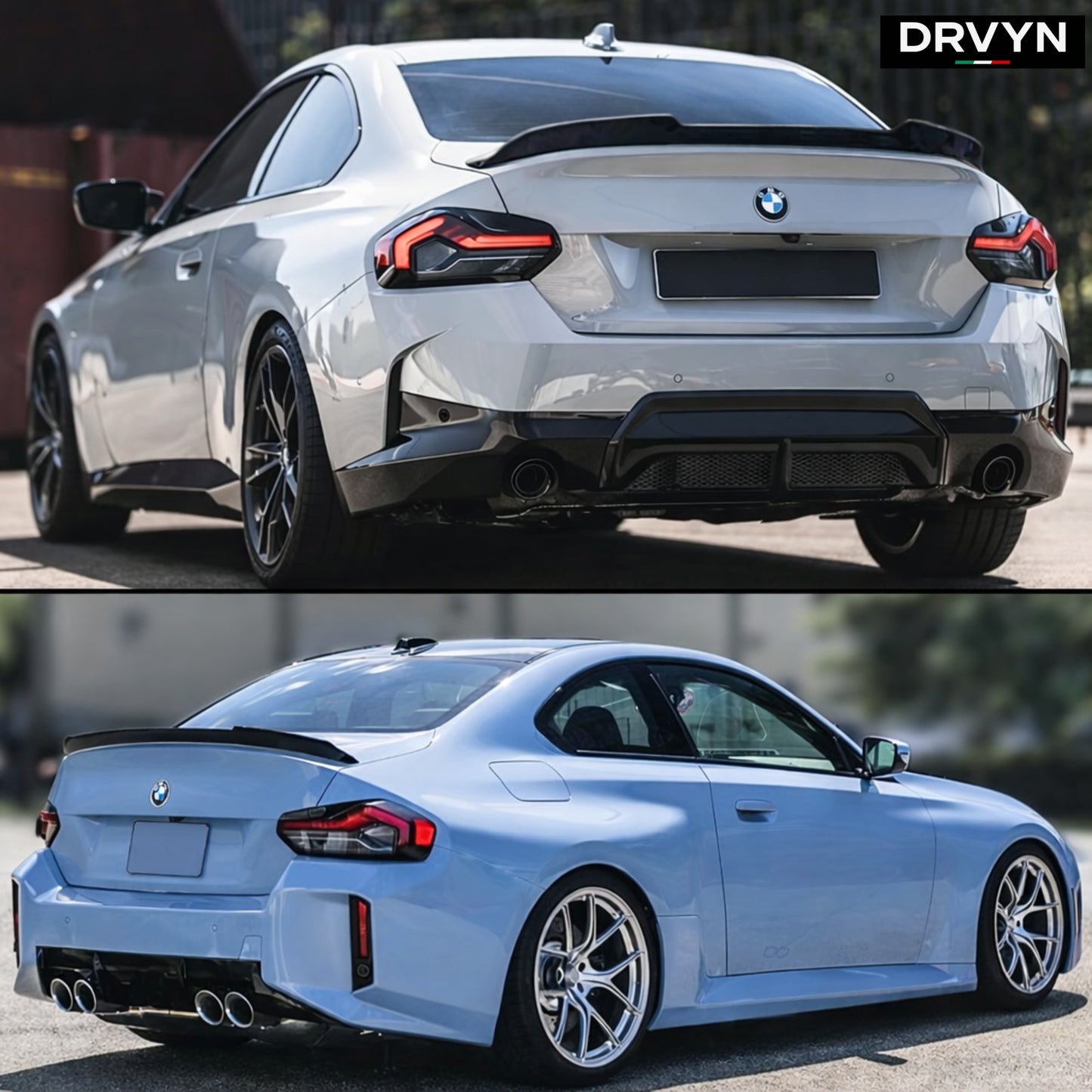 DRVYN 22-26 BMW G42 2 SERIES M240i G87 M2 V STYLE REAL CARBON FIBER TRUNK SPOILER