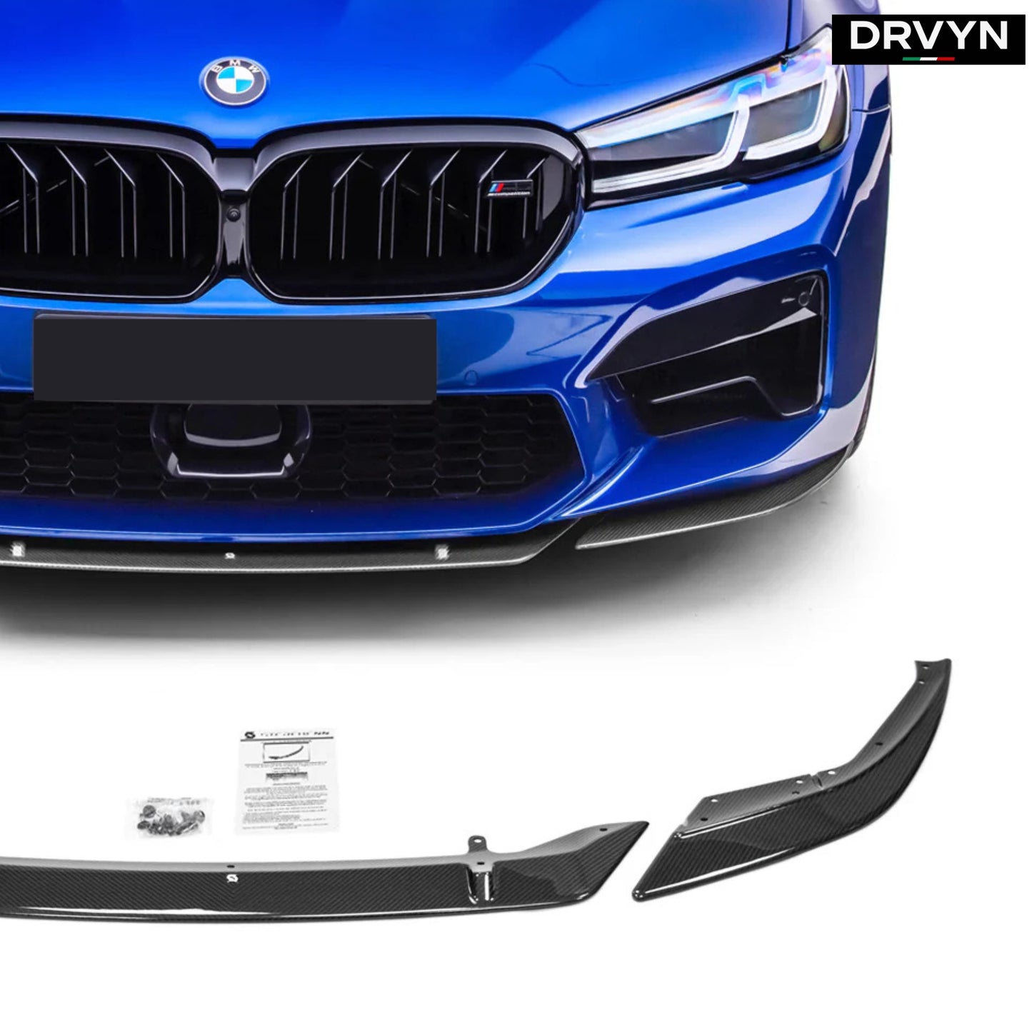 For 2021-23 BMW F90 M5 LCI ST Style Real Carbon Fiber Front Bumper Lip Splitter