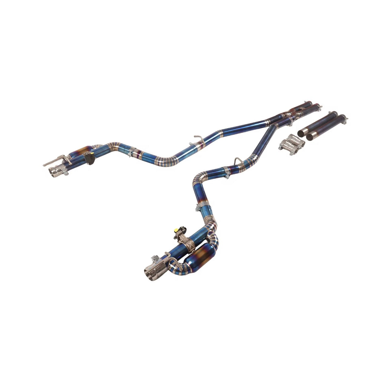 DRVYN Titanium Valved Straight Pipe Exhaust with Resonators for Dodge Challenger Hellcat 6.2L Supercharged