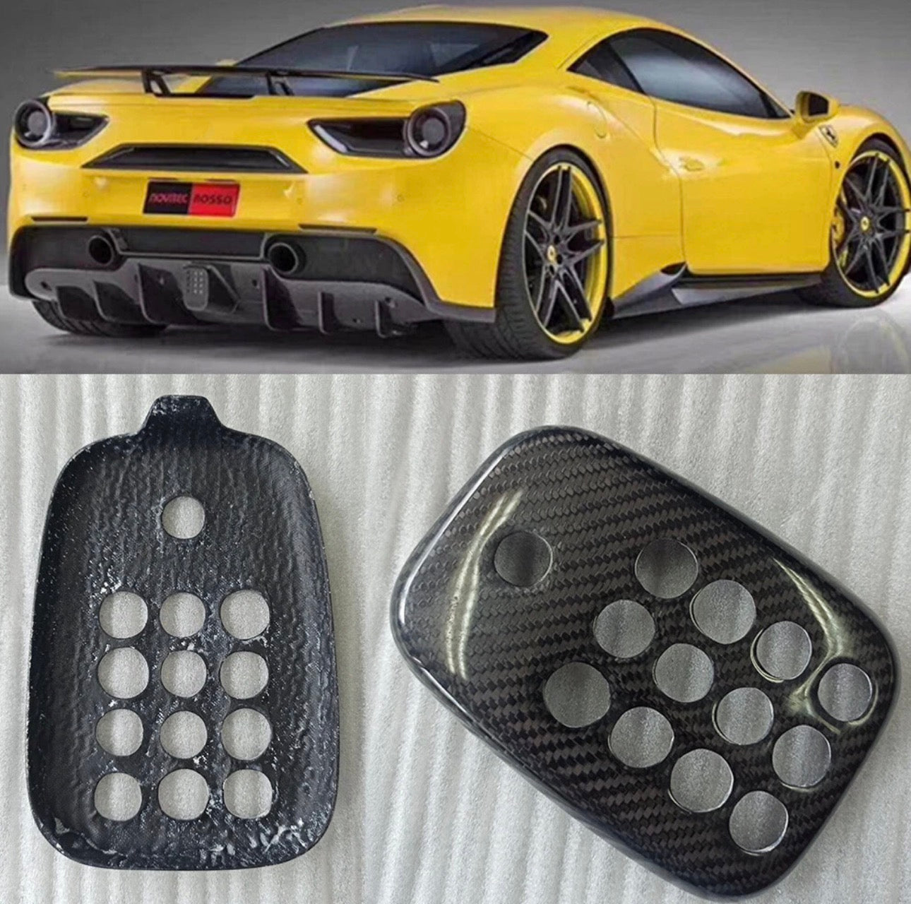 Ferrari 488 GTB / Spider Real Carbon Fiber Rear Fog Light Cover Trim Add-On