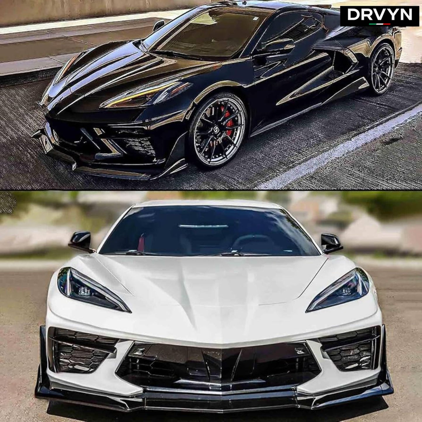 For 2020-25 Corvette C8 Z51 STG 3 Winglet Gloss Black Front Bumper Lip Splitter