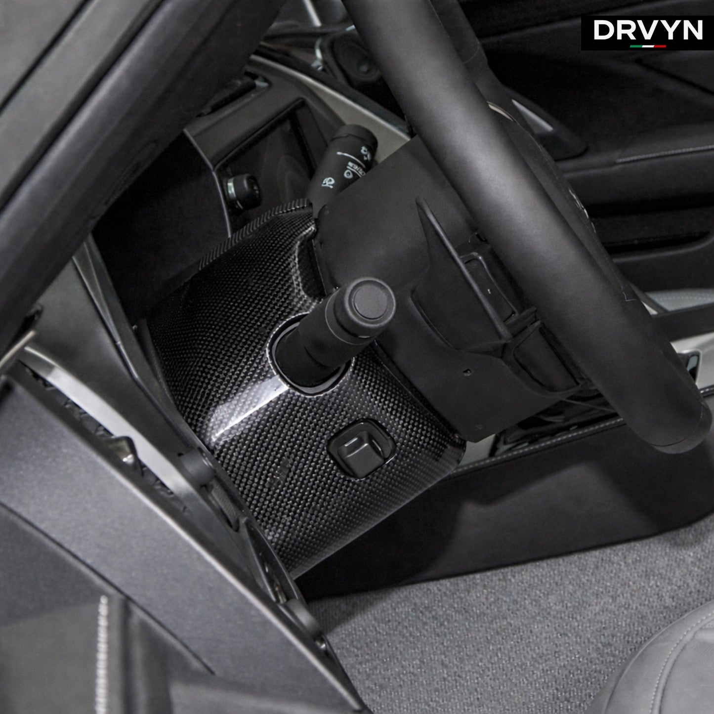 DRVYN Real Carbon Fiber Steering Wheel Base Cover Trim For Corvette C7 2014-2019 US