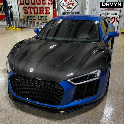 FOR AUDI R8 4S3 CARBON FIBER HOOD BODY KIT AUDI R8 2017 2018 CARBON FIBER FRONT VENTED BONNET HOOD