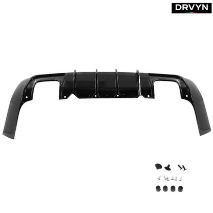 FOR 15-23 DODGE CHALLENGER  LED GLOSS BLACK REAR BUMPER DIFFUSER REPLACEMENT