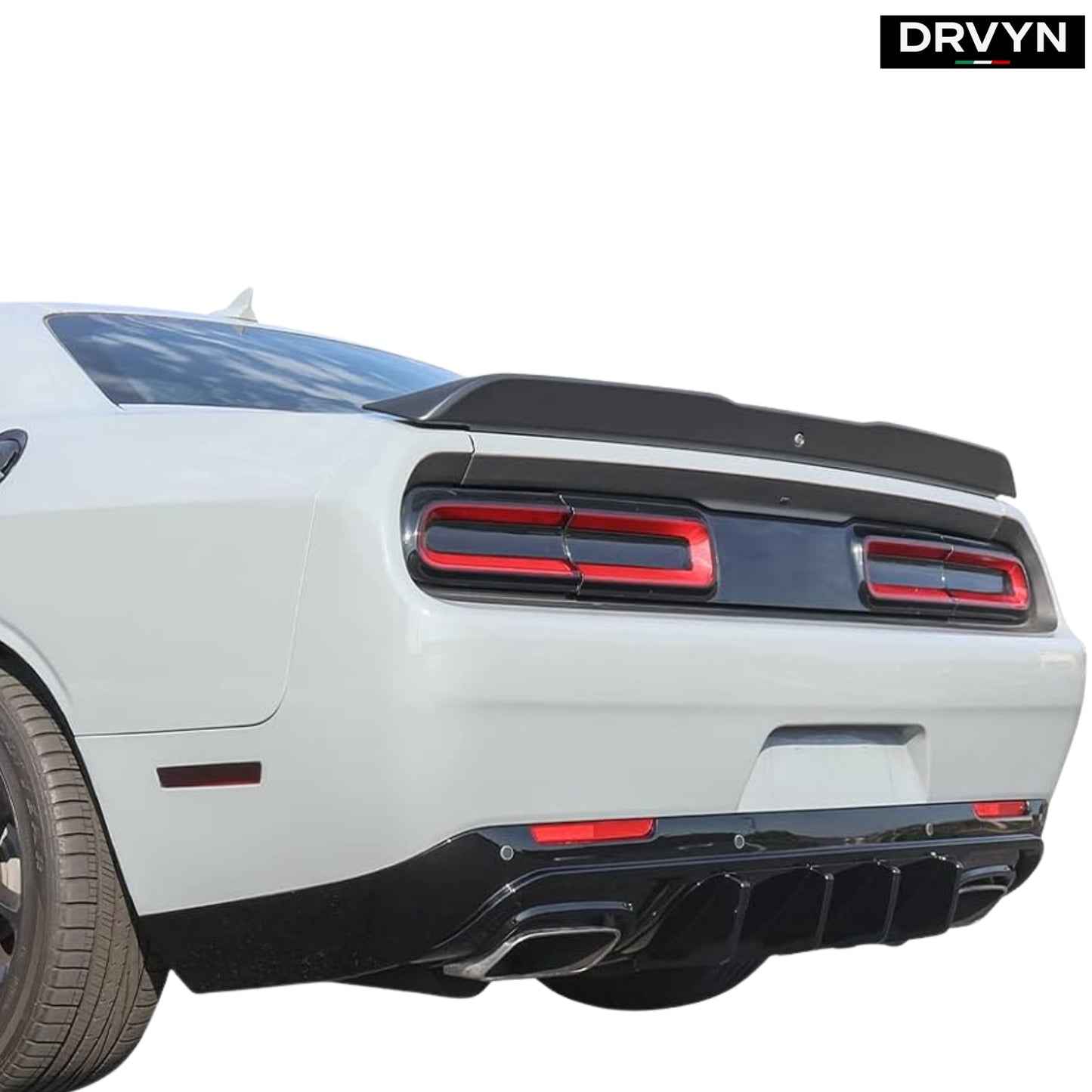 FOR 15-23 DODGE CHALLENGER  LED GLOSS BLACK REAR BUMPER DIFFUSER REPLACEMENT