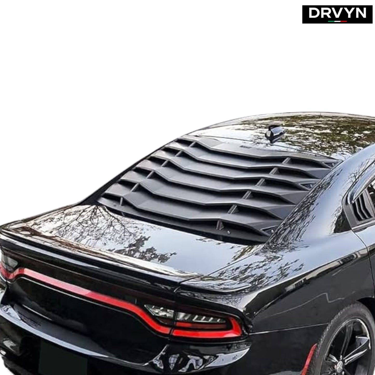 FOR 2011-2023 DODGE CHARGER 2PC GLOSS BLACK REAR WINDOW WINDSHIELD LOUVER COVER