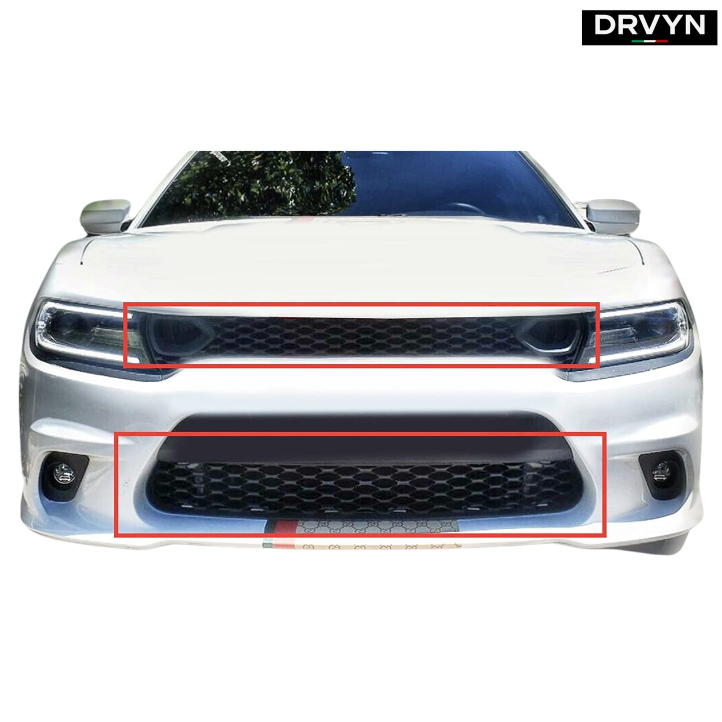 FOR 15-23 DODGE CHARGER RT SCAT PACK SRT DUAL SNORKEL FRONT UPPER + LOWER GRILLE (For: Dodge Charger)