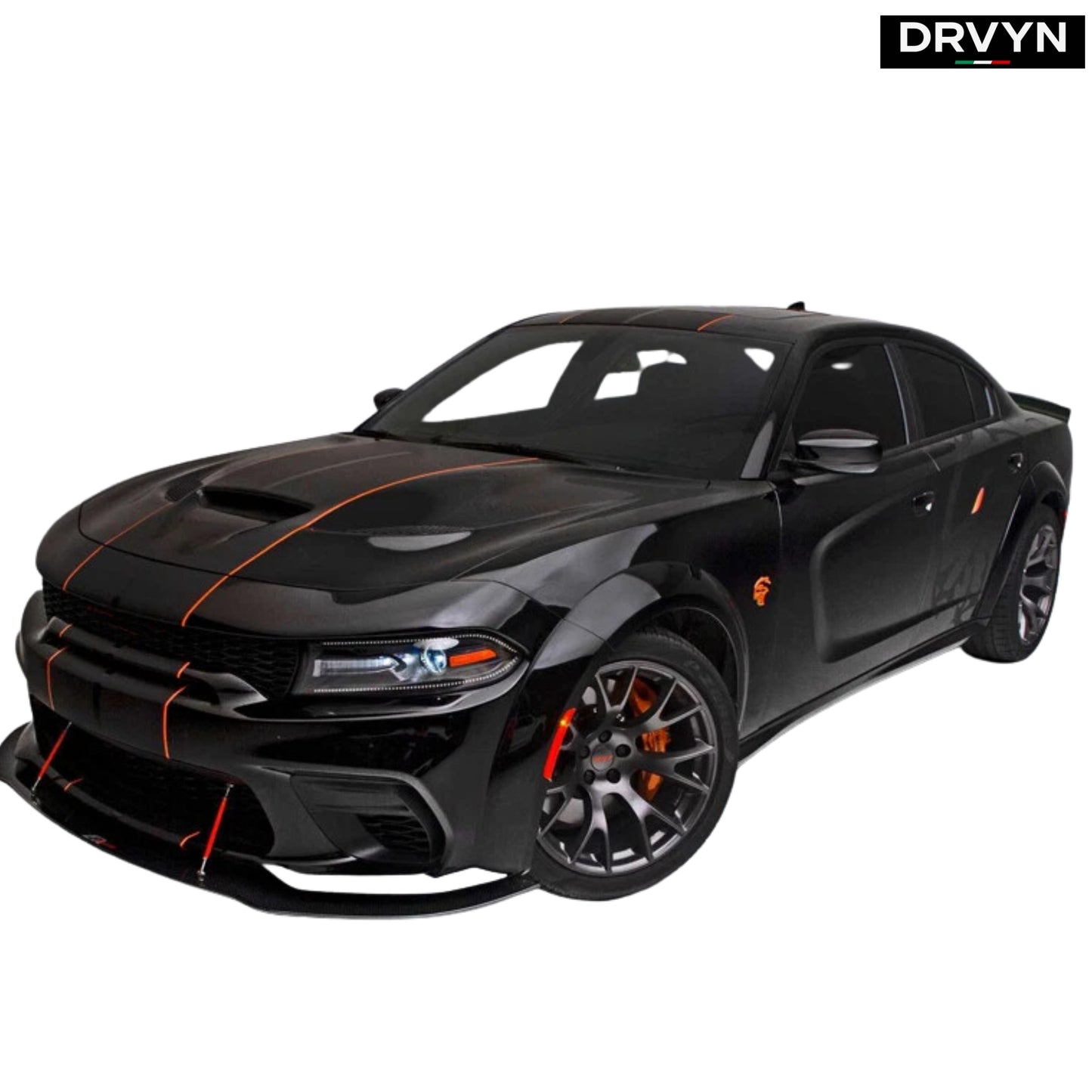 FOR 20-2023 DODGE CHARGER SRT WIDEBODY H STYLE GLOSS BLACK SIDE SKIRT EXTENSION