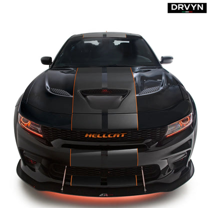 FOR 20-23 DODGE CHARGER SRT WIDEBODY H STYLE WINGLET MATTE BLK FRONT BUMPER LIP