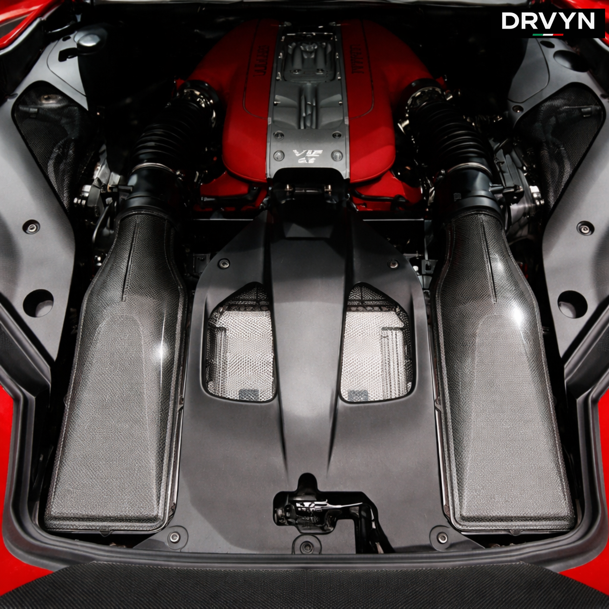 DRVYN 100% Dry Carbon Fiber Filter Box Covers for Ferrari 812 Superfast SF GTS - photo 4 - Drvyn