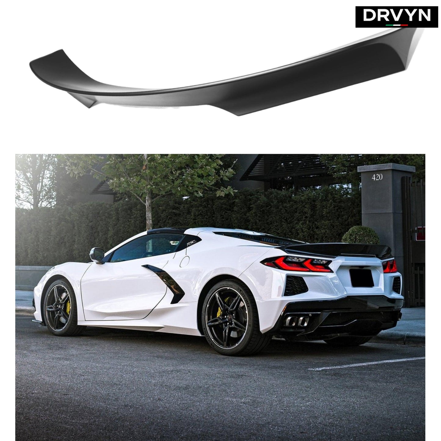 FOR 20-24 CORVETTE C8 Z51 GLOSS BLACK DUCKBILL HIGHKICK REAR TRUNK SPOILER WING