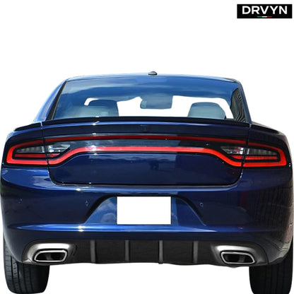 FOR 2015-2023 DODGE CHARGER SXT SE GLOSSY BLACK SHARK FIN REAR BUMPER DIFFUSER