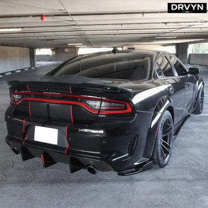 FOR 20-23 DODGE CHARGER WIDEBODY LED REAR BUMPER DIFFUSER + SIDE EXTENSION SPAT