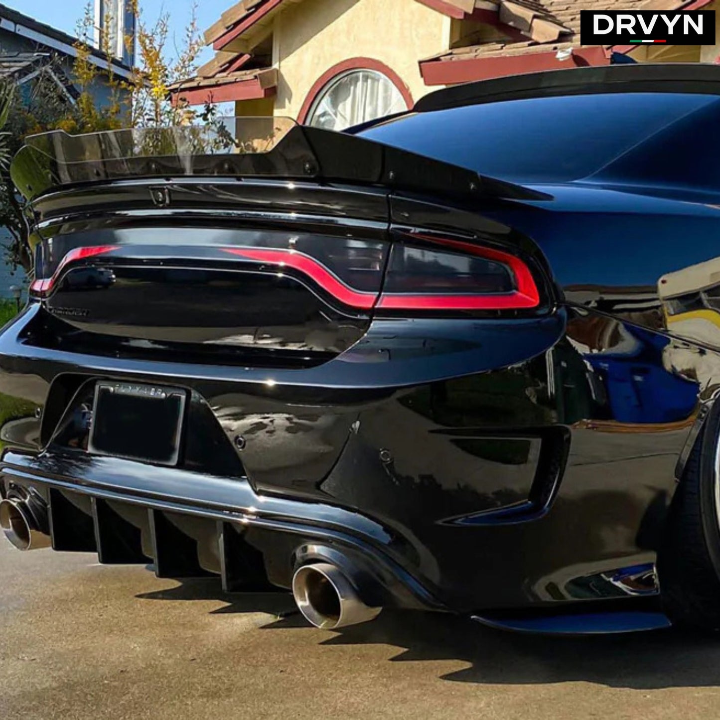 FOR2015-2023 DODGE CHARGER SRT R/T SCAT PACK GLOSSY BLACK REAR BUMPER DIFFUSER