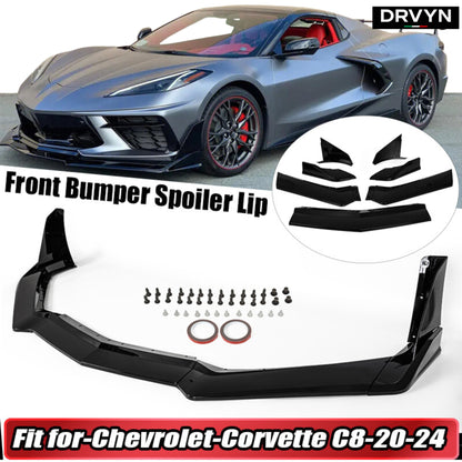 For 2020-25 Corvette C8 Z51 STG 3 Winglet Gloss Black Front Bumper Lip Splitter
