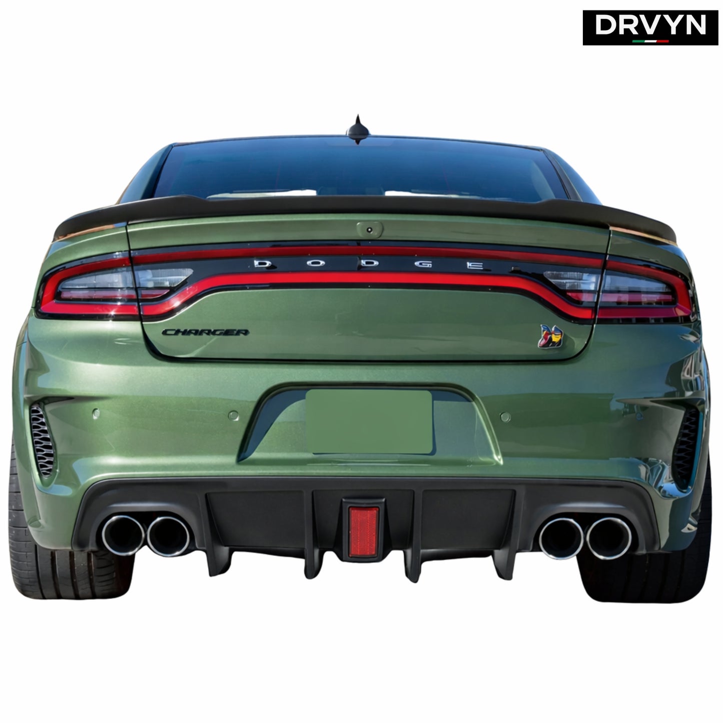 FOR 15-2023 DODGE CHARGER SRT R/T SCAT PACK QUAD TIP REAR DIFFUSER RED REFLECTOR