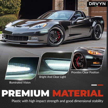 DRVYN Chevy Corvette C6 2005-2013 Clear Lens LED Front & Rear Side Marker Lights
