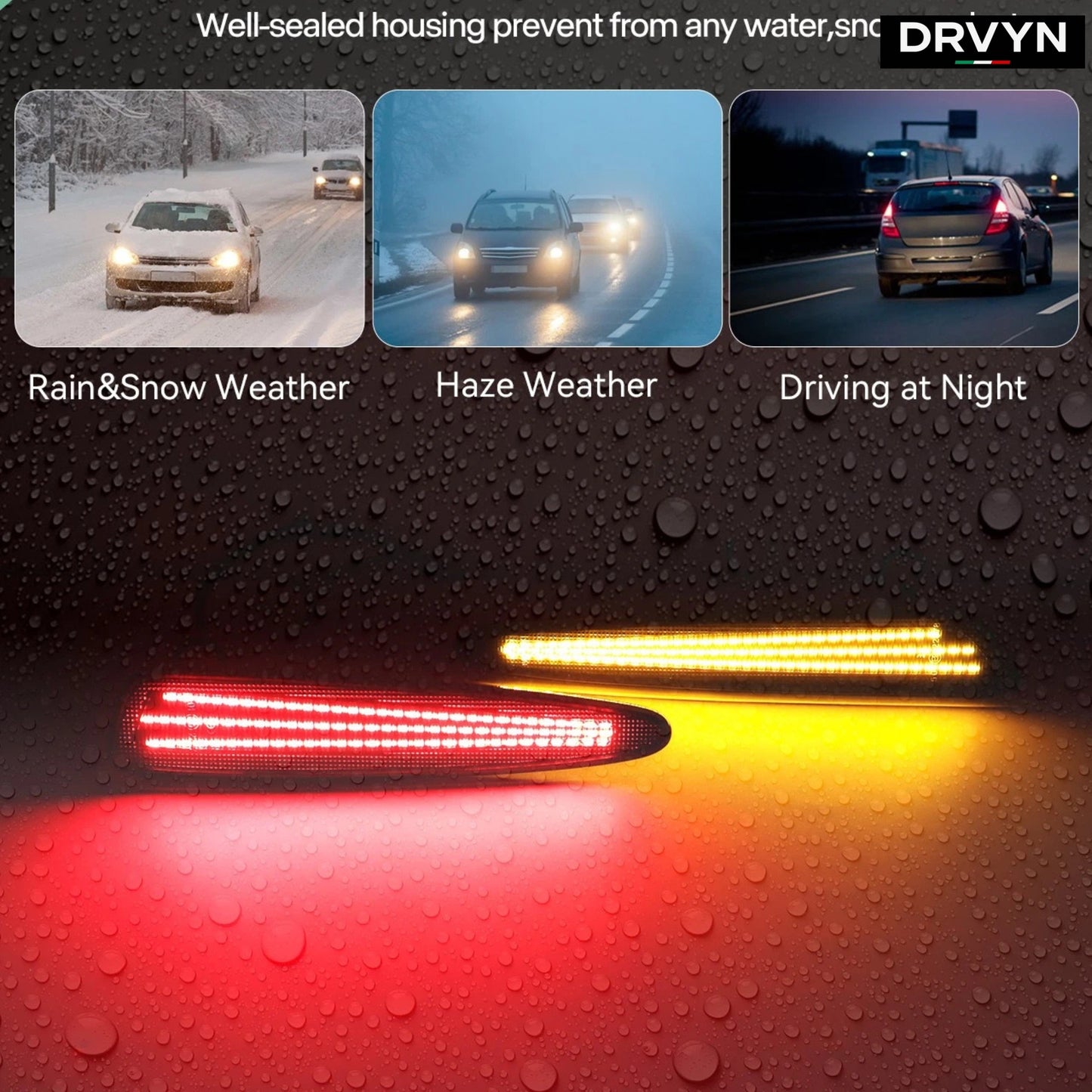 DRVYN 2005-2013 Chevy Corvette C6 Front Rear Sequential LED Side Marker Light Lamp