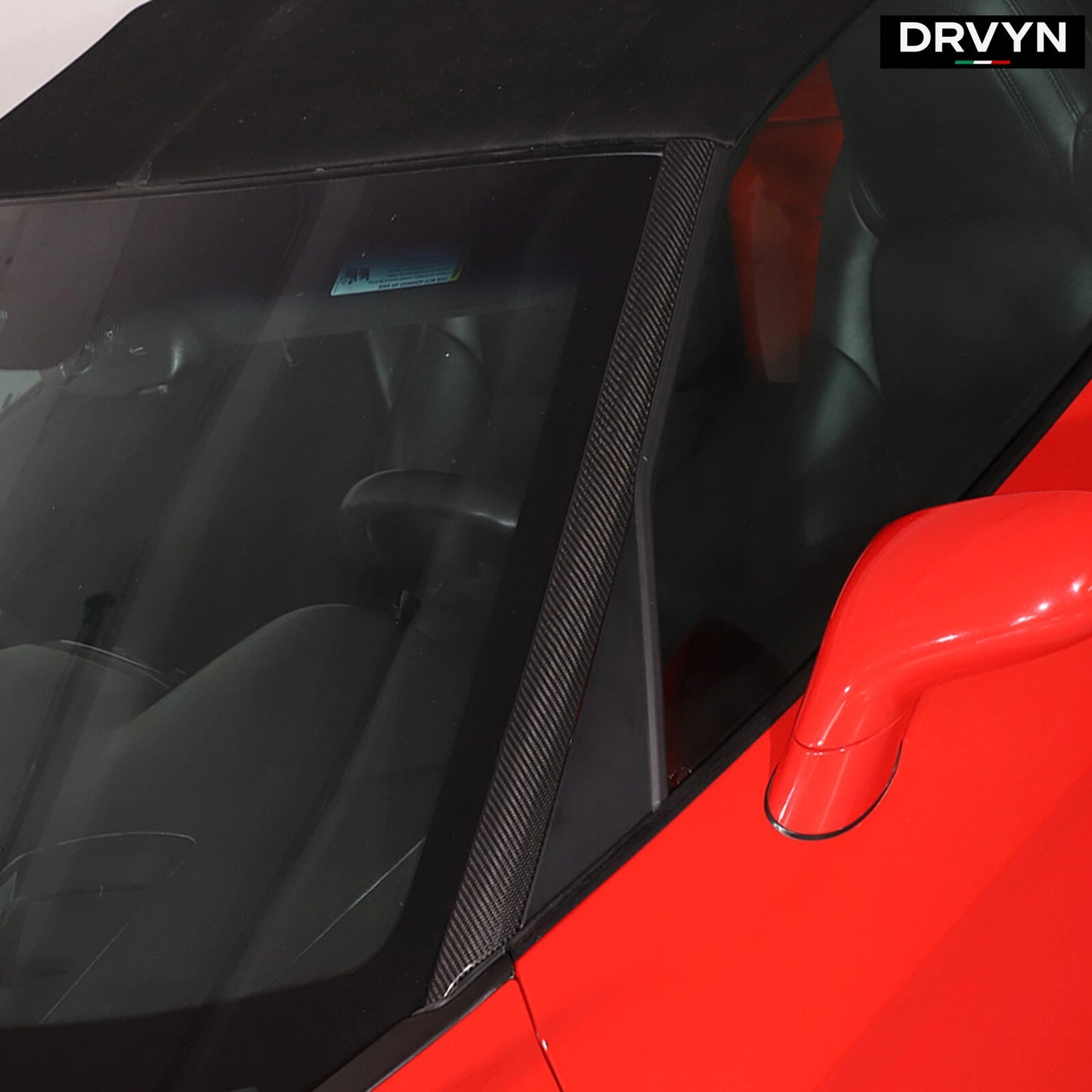DRVYN Real Carbon Fiber Exterior Windshield A-Pillar Trim For Corvette C6 05-13 US