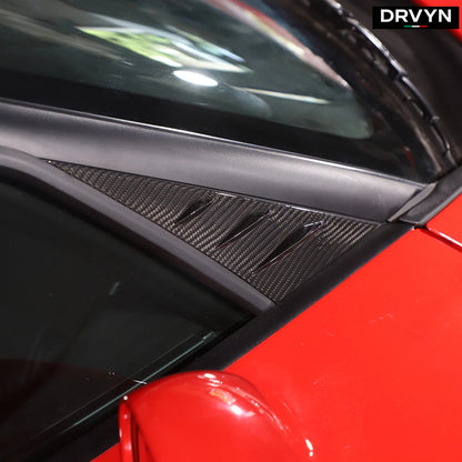 DRVYN Real Carbon Fiber Window Triangle A-Pillar Cover Trim For Corvette C6 2005-13