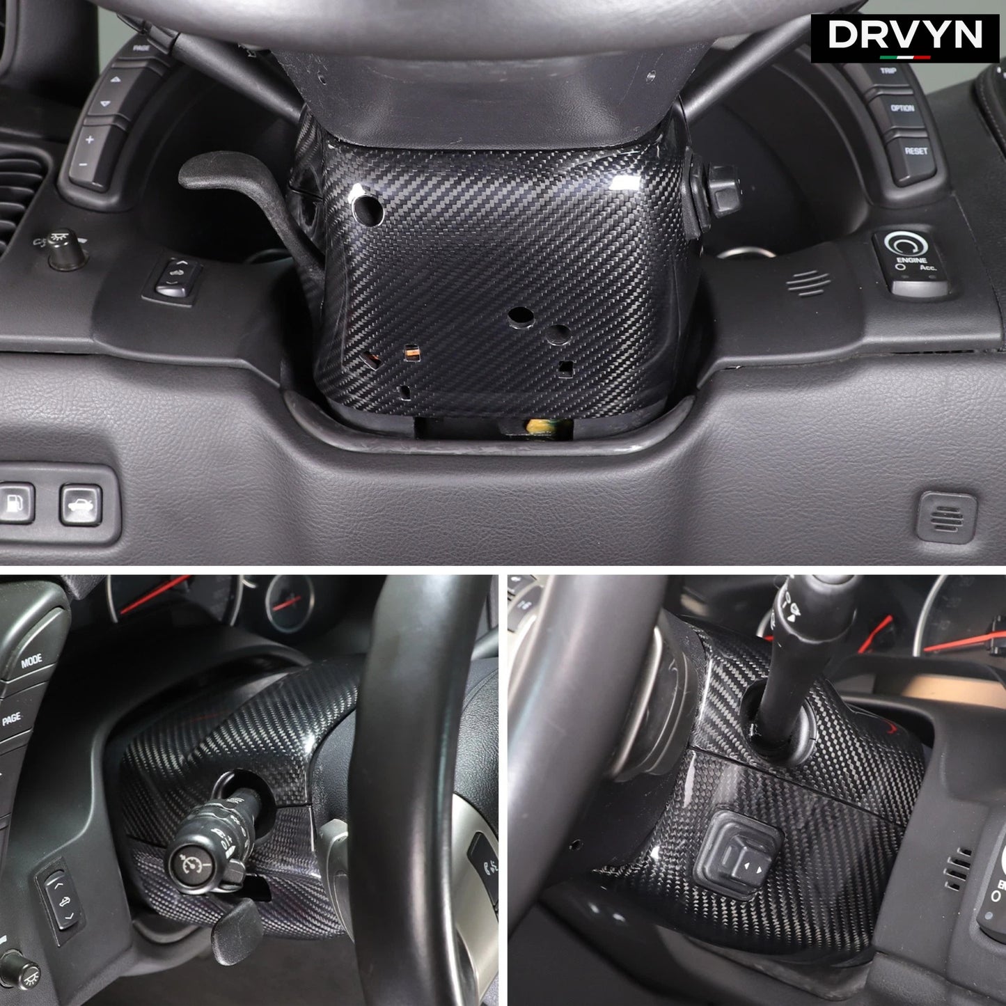 DRVYN Real Dry Carbon Fiber Steering Wheel Base Lower Trim For Corvette C6 2005-2013
