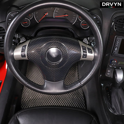 DRVYN Real Dry Carbon fiber Center Steering wheel trim cover For Corvette C6 05-13 US