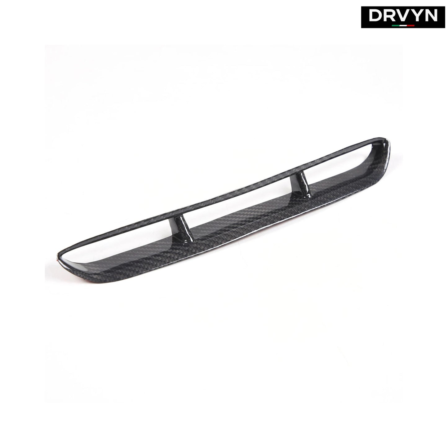 DRVYN Glossy Black Front Bumper Upper Trim & Real Carbon Fiber Hood Intake Vent Frame Trim