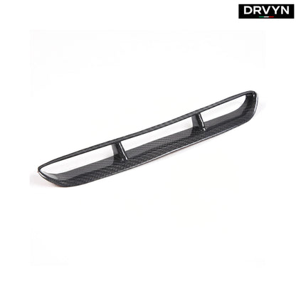 DRVYN Glossy Black Front Bumper Upper Trim & Real Carbon Fiber Hood Intake Vent Frame Trim