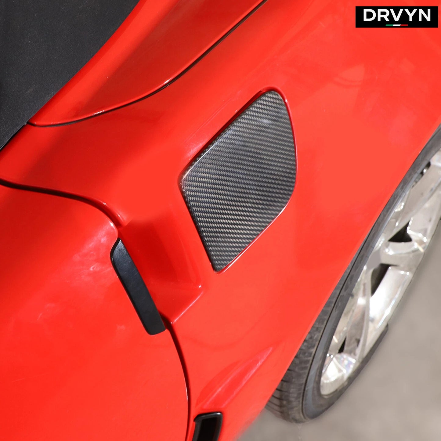 DRVYN Black Real Carbon Fiber Fuel Tank Cap Cover Trim For 2005-2013 Corvette C6v