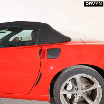 DRVYN Black Real Carbon Fiber Fuel Tank Cap Cover Trim For 2005-2013 Corvette C6v