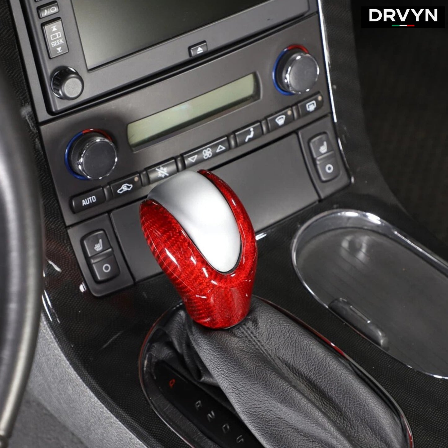 DRVYN Real Carbon Fiber Central Gear Shift Head Cover Trim For Corvette C6 2005-2013