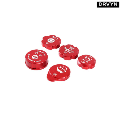 DRVYN 5PCS Red Alloy Engine Cabin Fluid Switch Trim Cover For Corvette C6 2005-2013 US