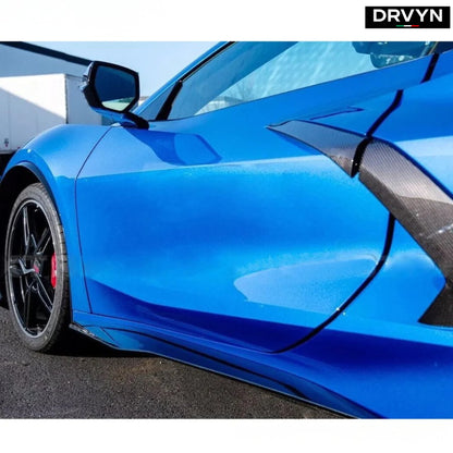 For 2020-25 Corvette C8 Real Carbon Fiber Z06 Style Side Skirt Rocker Extension
