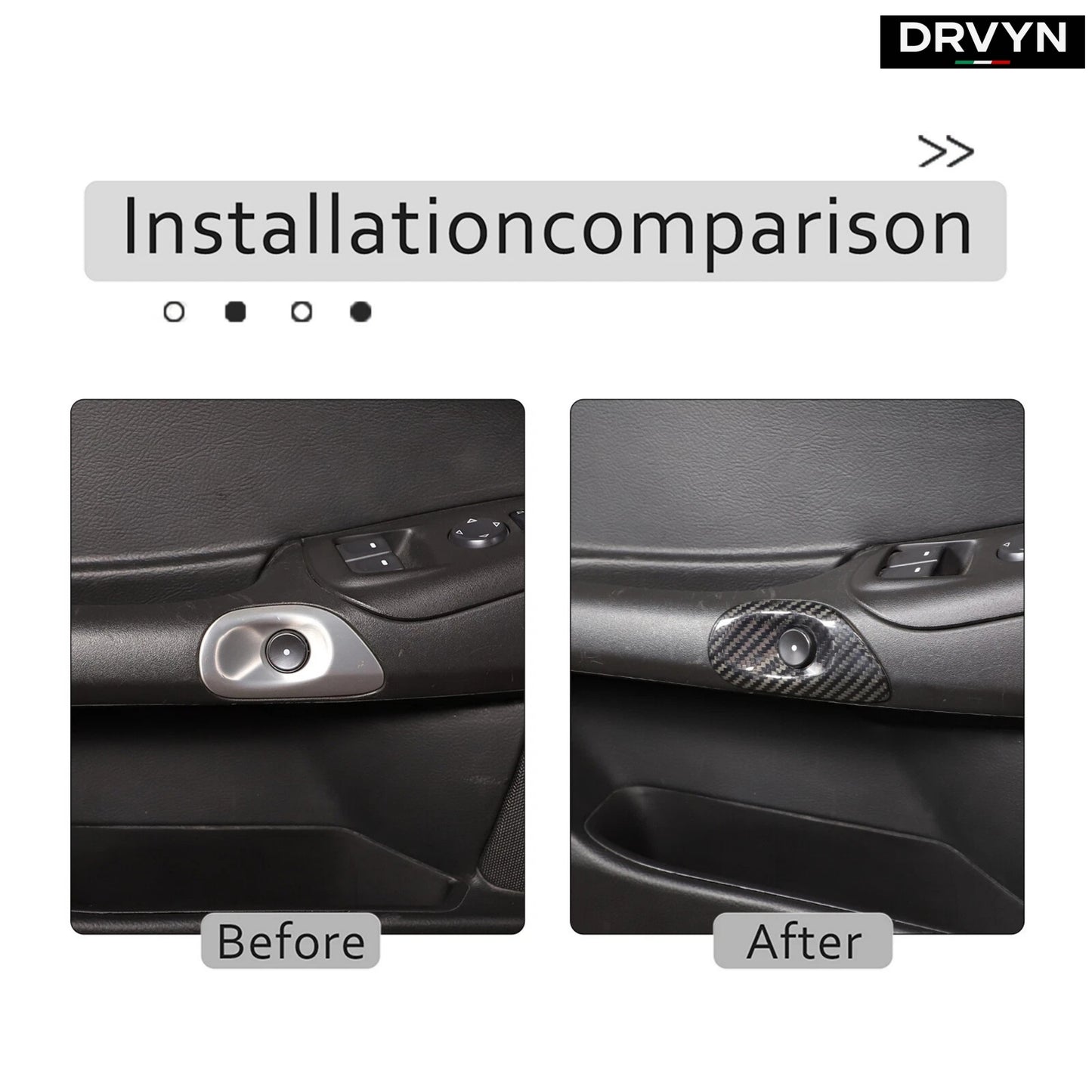 DRVYN Real Carbon Fiber Interior Door Switch Button Trim Cover For Corvette C6 2005-13