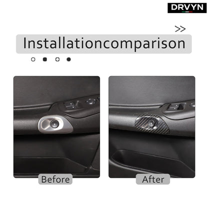 DRVYN Real Carbon Fiber Interior Door Switch Button Trim Cover For Corvette C6 2005-13