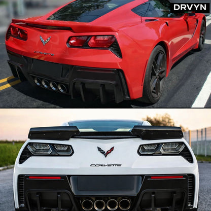 DRVYN 2014–2019 Corvette C7 Z06 STG 3 Big Fin Matte Black Rear Bumper Diffuser Kit