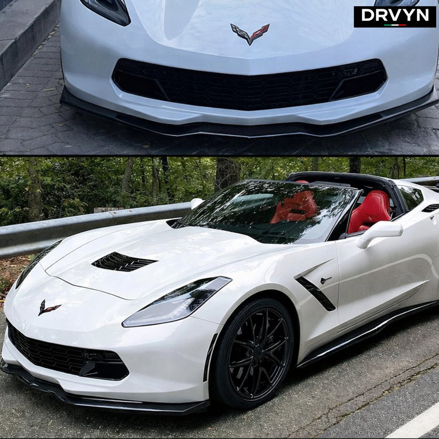 DRVYN 14-19 Corvette C7 Z06 STG 2 Gloss Blk Front Bumper Lip Chin Spoiler Splitter