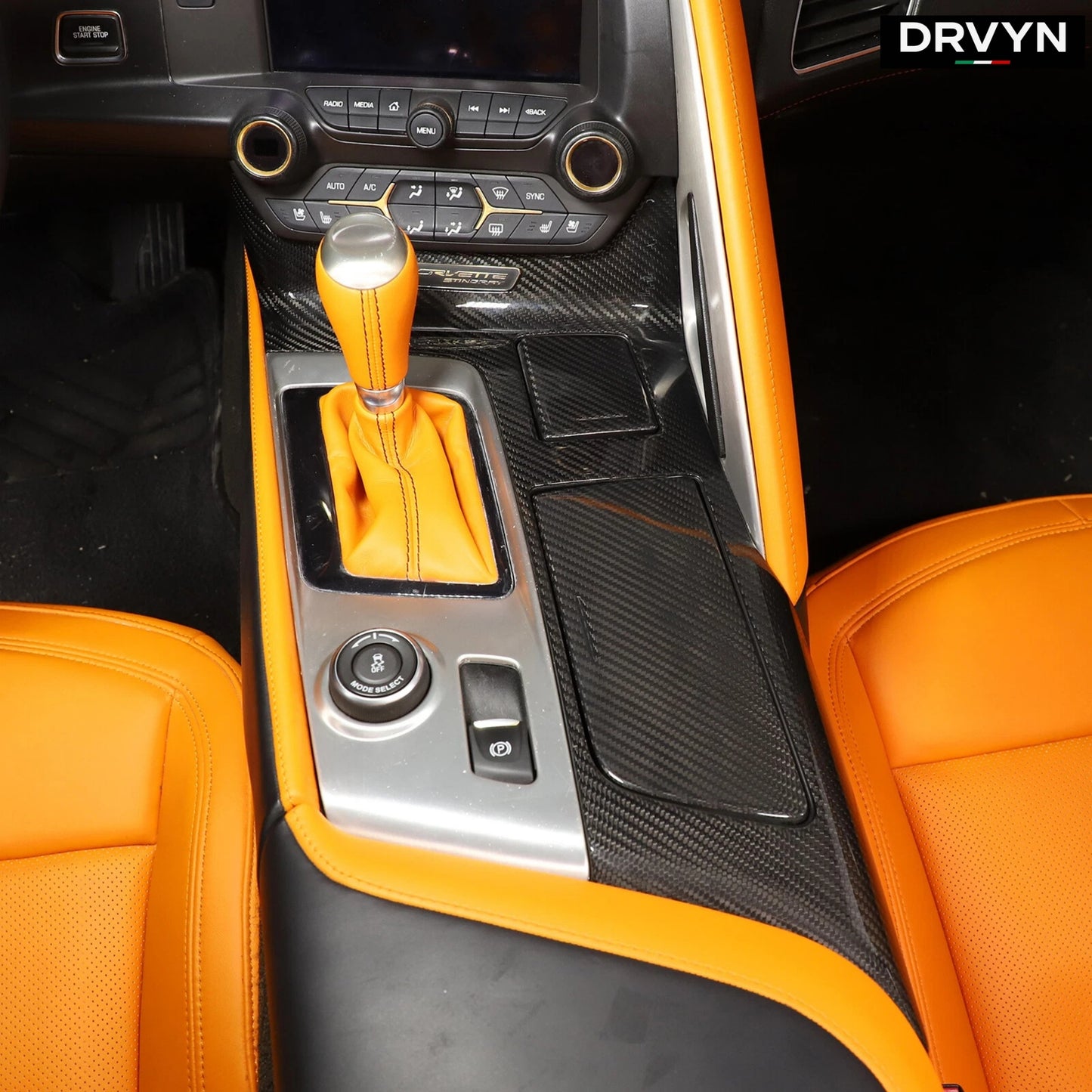 DRVYN Real Carbon Fiber Center Console Panel Trim Cover Frame For Corvette C7 14-19 US