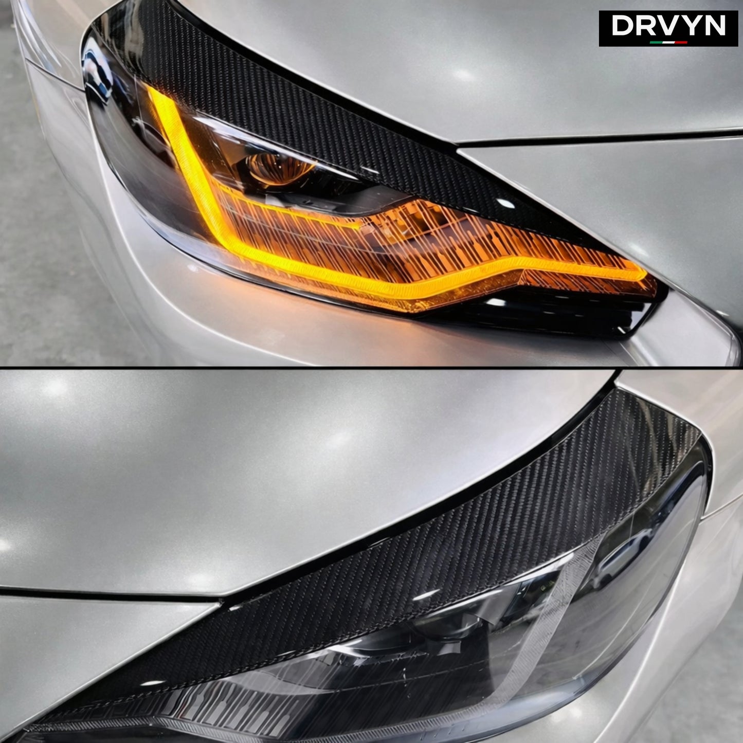 DRVYN 23-26 BMW G87 M2 DRY CARBON FIBER HEADLIGHT EYELID EYEBROW TRIM COVER ACCENT