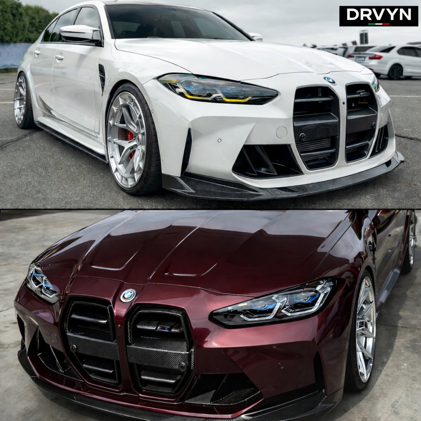 DRVYN 21-26 BMW G80 M3 G82 G83 M4 MHC+ V2 Style Real Carbon Fiber Front Bumper Lip