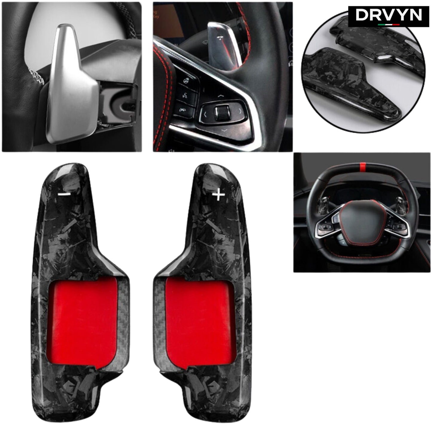 For 2020-26 Corvette C8 Dry Carbon Fiber Steering Wheel Paddle Shifter Extension