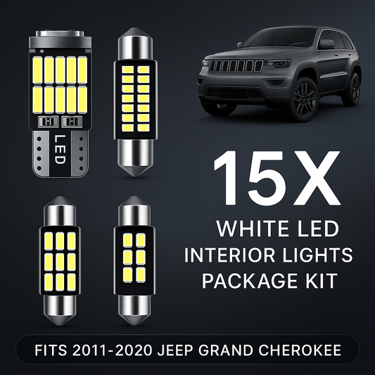 15X White LED Interior Lights Package Kit with Installation Tool | Fits 2011-2021 Jeep Grand Cherokee