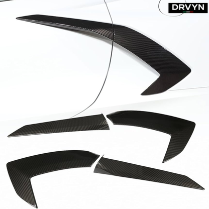 FOR 20-24 CORVETTE C8 Z51 REAL CARBON FIBER BODY SIDE VENT DOOR GARNISH TRIM KIT: