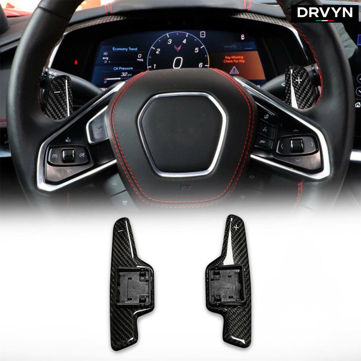For 2020-26 Corvette C8 Dry Carbon Fiber Steering Wheel Paddle Shifter Extension